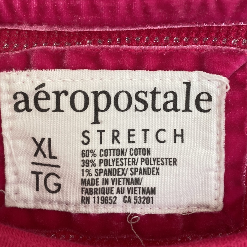 Aeropostale Stretch XL Juniors Hot Pink and silver striped 3/4 sleeve W/ AERO - Picture 6 of 12